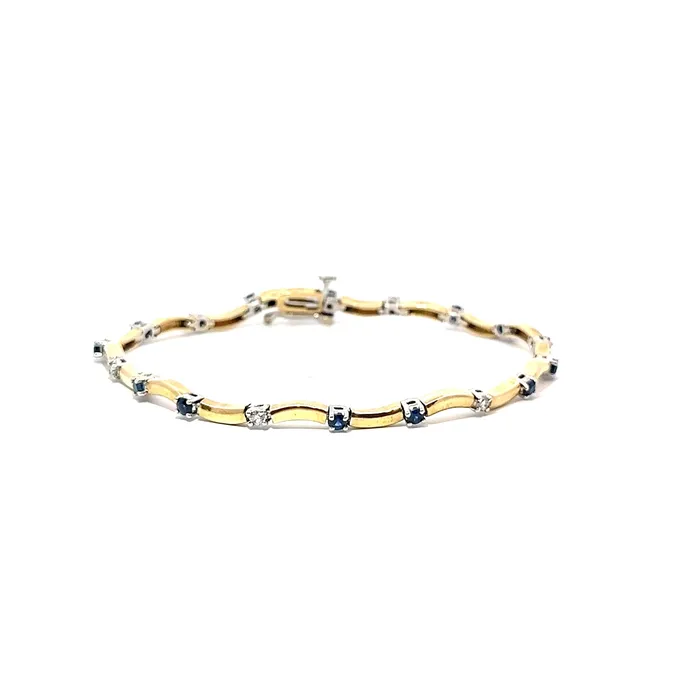 STORE 5a Bracelets PreOwned Sapphire and Diamond Wavy Bracelet