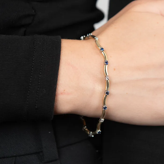 STORE 5a Bracelets PreOwned Sapphire and Diamond Wavy Bracelet