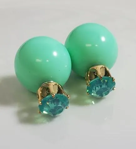 Susan Earrings AZ1033 Mint Green Rhinestone Ball Earrings