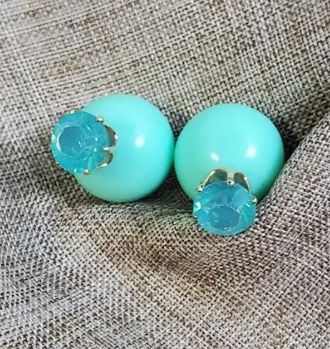 Susan Earrings AZ1033 Mint Green Rhinestone Ball Earrings
