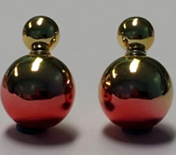 susan Earrings E1230 Gold Red Two Tone Peek a Boo Earrings