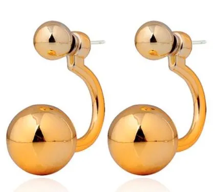 Susan Earrings E450 Gold Behind The Ear Double Ball Earrings