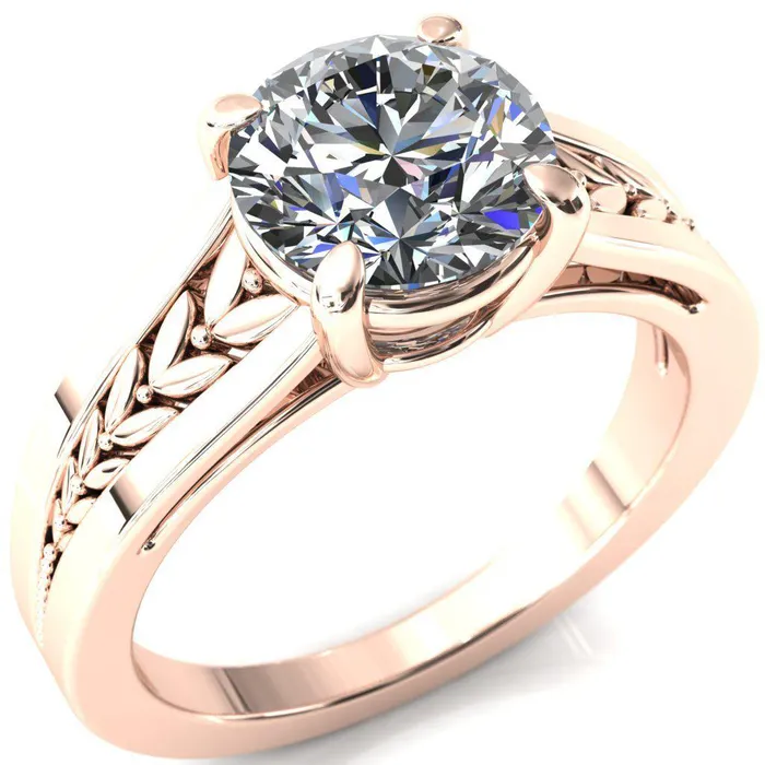 Tayah Round Center Stone 4 Prong Engagement Ring Fire Brilliance Rings