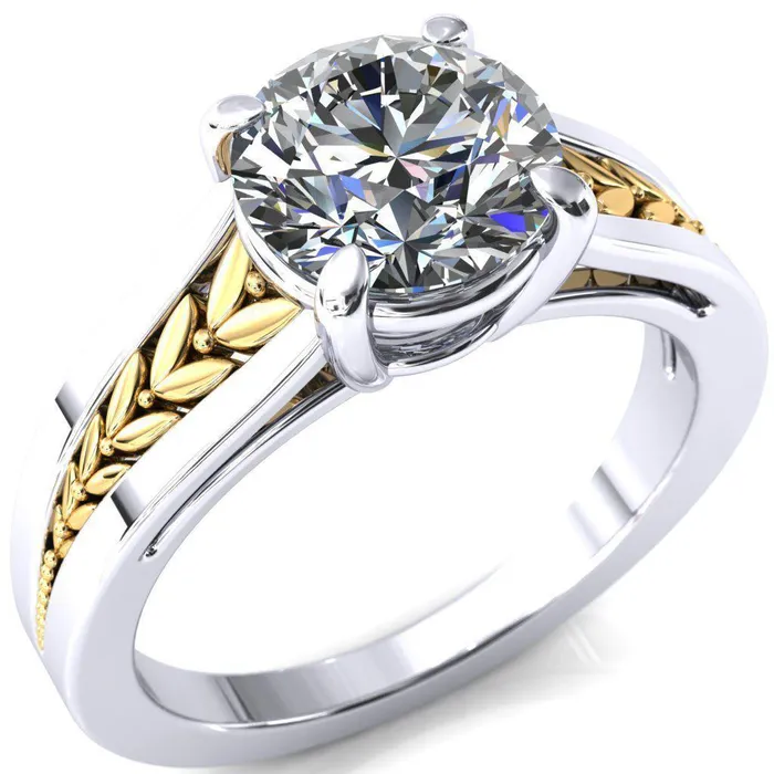 Tayah Round Center Stone 4 Prong Engagement Ring Fire Brilliance Rings