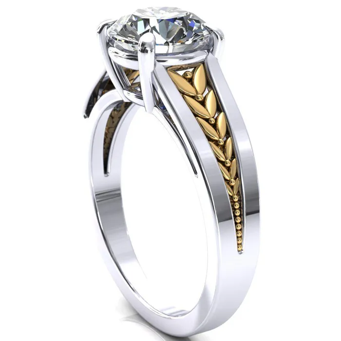 Tayah Round Center Stone 4 Prong Engagement Ring Fire Brilliance Rings