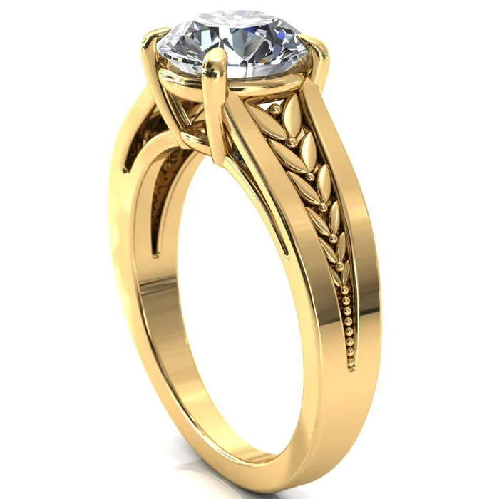 Tayah Round Center Stone 4 Prong Engagement Ring Fire Brilliance Rings