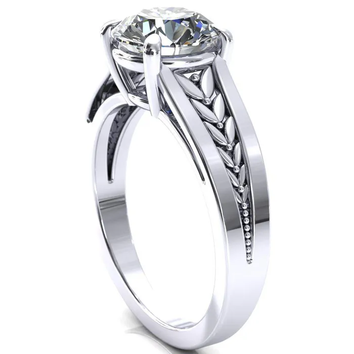 Tayah Round Center Stone 4 Prong Engagement Ring Fire Brilliance Rings