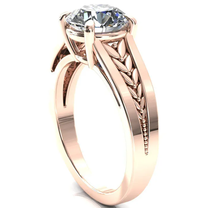 Tayah Round Center Stone 4 Prong Engagement Ring Fire Brilliance Rings