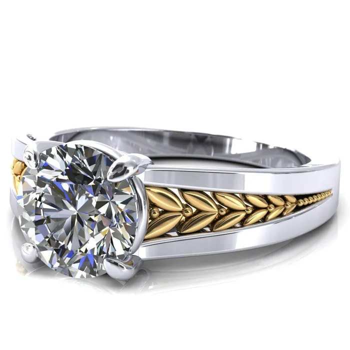 Tayah Round Center Stone 4 Prong Engagement Ring Fire Brilliance Rings