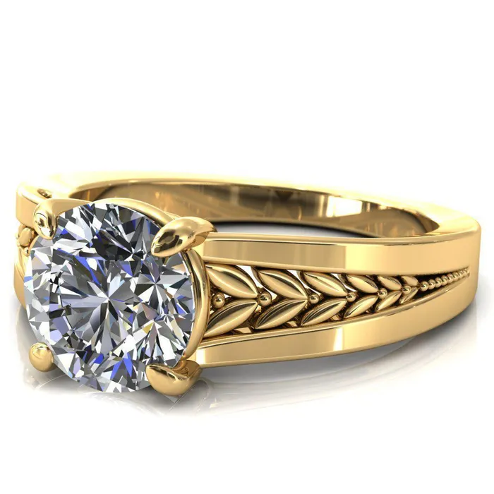 Tayah Round Center Stone 4 Prong Engagement Ring Fire Brilliance Rings