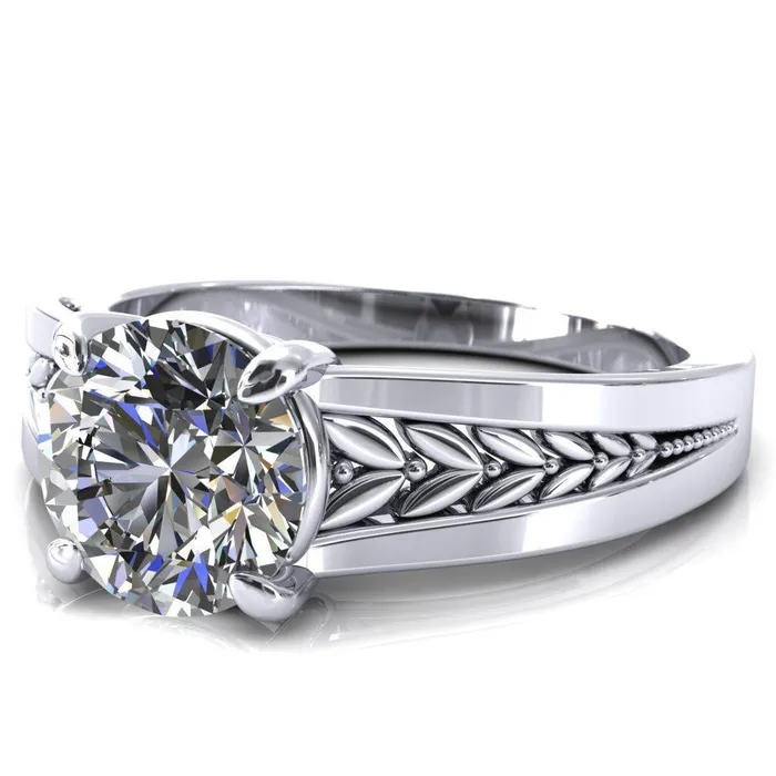 Tayah Round Center Stone 4 Prong Engagement Ring Fire Brilliance Rings