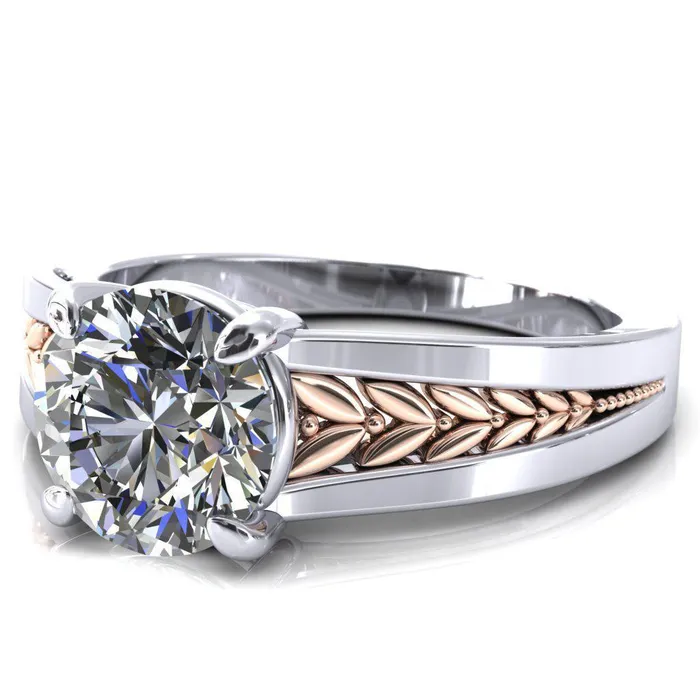 Tayah Round Center Stone 4 Prong Engagement Ring Fire Brilliance Rings