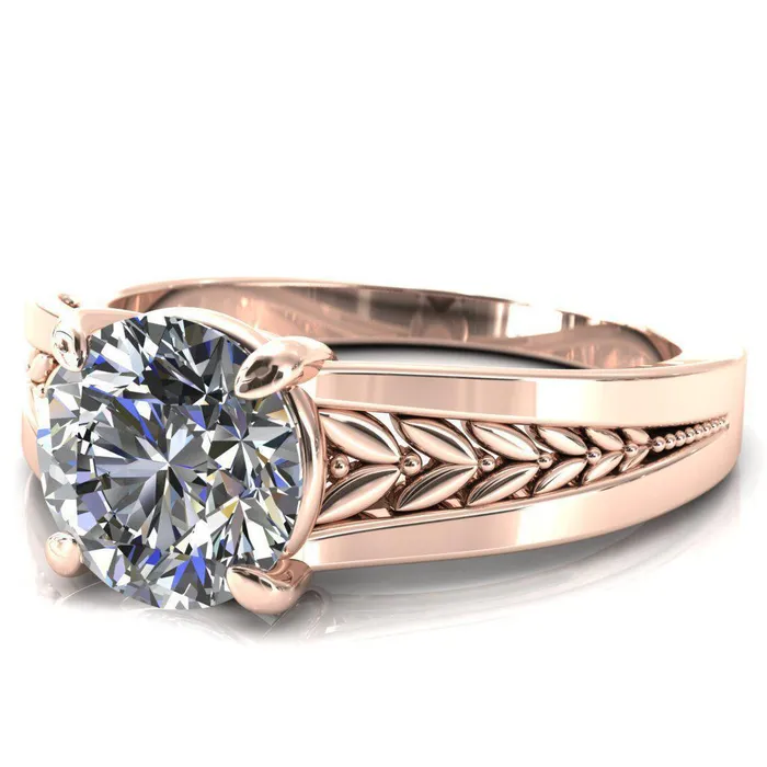 Tayah Round Center Stone 4 Prong Engagement Ring Fire Brilliance Rings