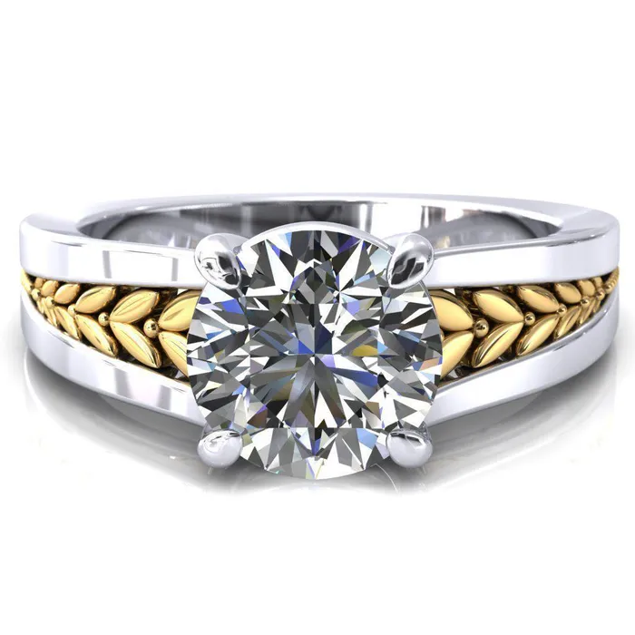 Tayah Round Center Stone 4 Prong Engagement Ring Fire Brilliance Rings