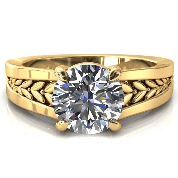 Tayah Round Center Stone 4 Prong Engagement Ring Fire Brilliance Rings