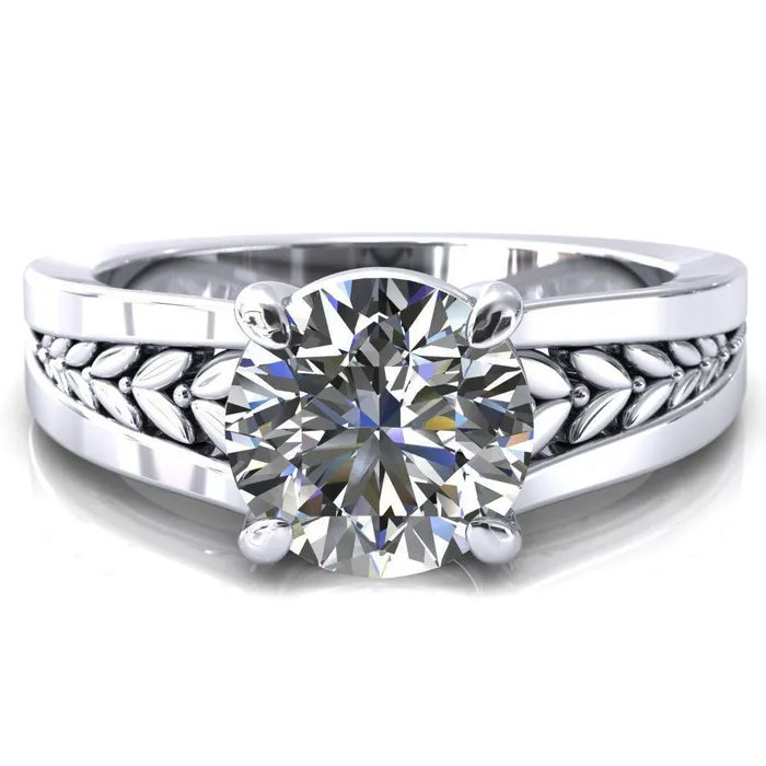 Tayah Round Center Stone 4 Prong Engagement Ring Fire Brilliance Rings