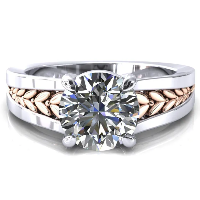 Tayah Round Center Stone 4 Prong Engagement Ring Fire Brilliance Rings