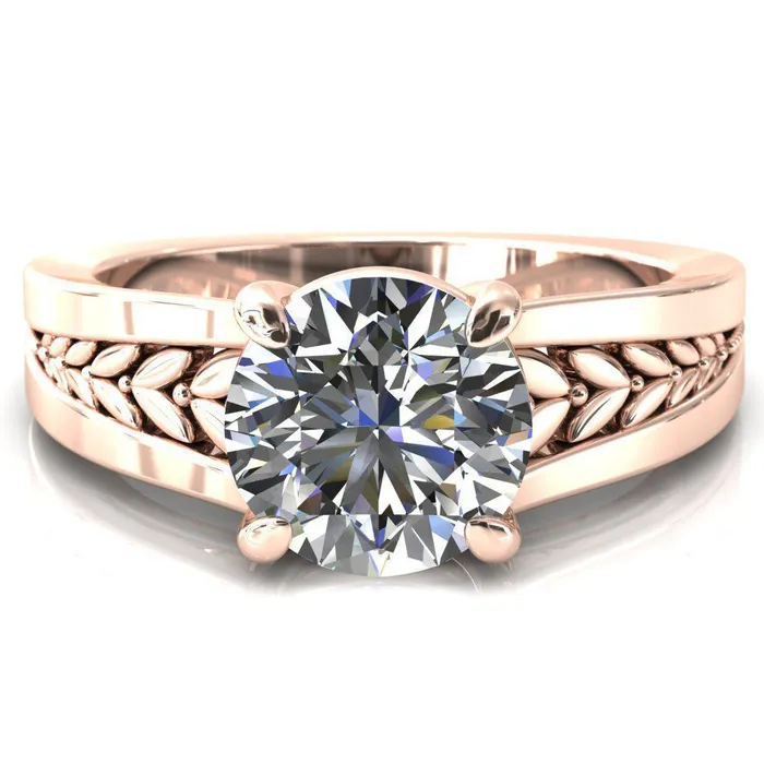 Tayah Round Center Stone 4 Prong Engagement Ring Fire Brilliance Rings