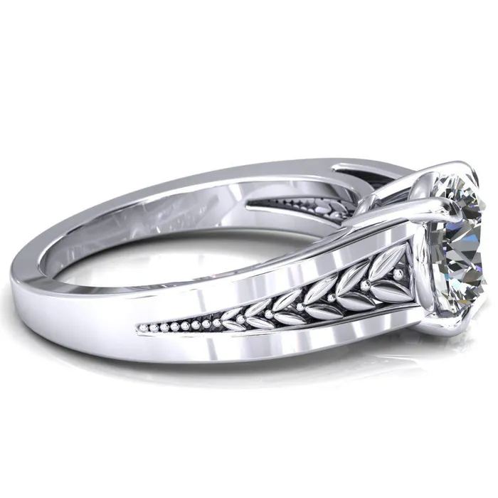 Tayah Round Center Stone 4 Prong Engagement Ring Fire Brilliance Rings