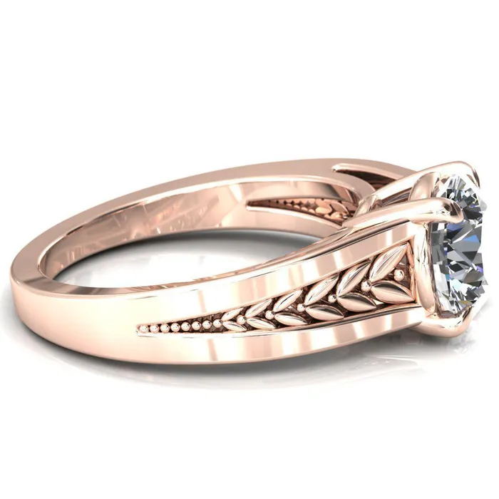 Tayah Round Center Stone 4 Prong Engagement Ring Fire Brilliance Rings