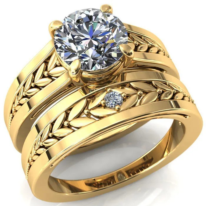 Tayah Round Center Stone 4 Prong Engagement Ring Fire Brilliance Rings