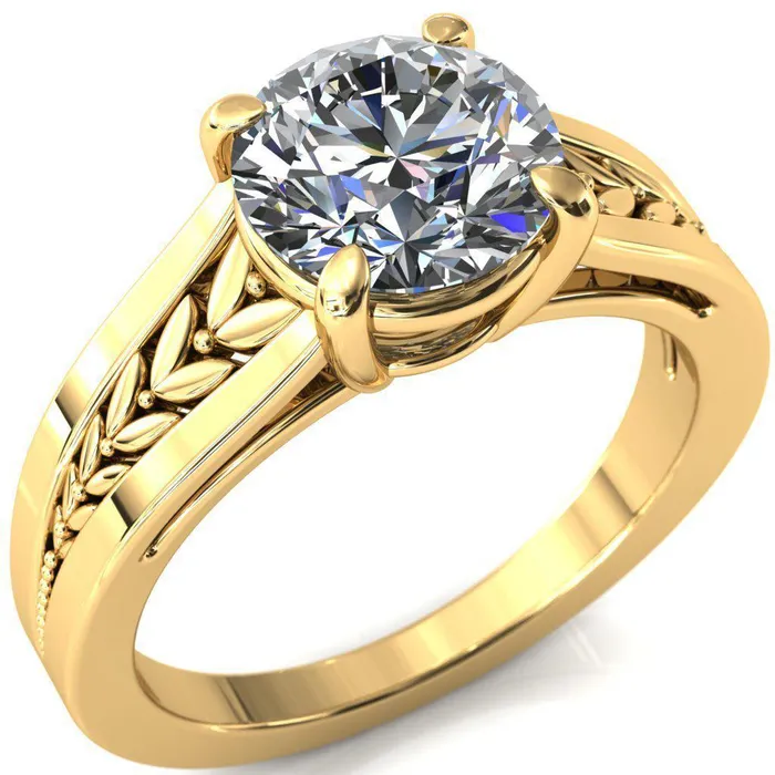 Tayah Round Center Stone 4 Prong Engagement Ring Fire Brilliance Rings