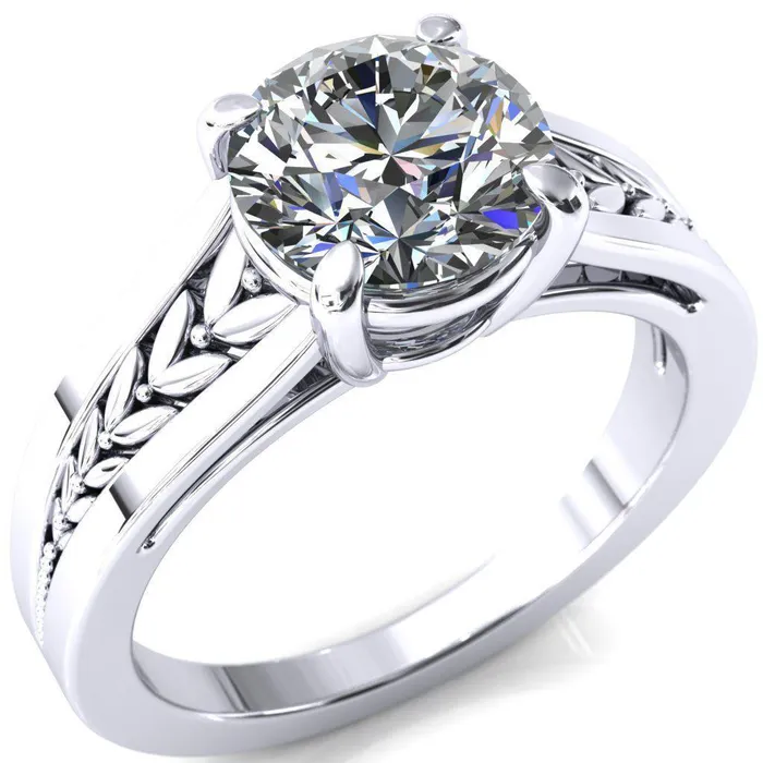 Tayah Round Center Stone 4 Prong Engagement Ring Fire Brilliance Rings