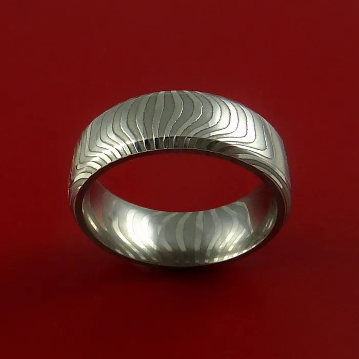 Tiger Damascus Steel Ring Stripe Pattern Wedding Band Lashbrook Rings