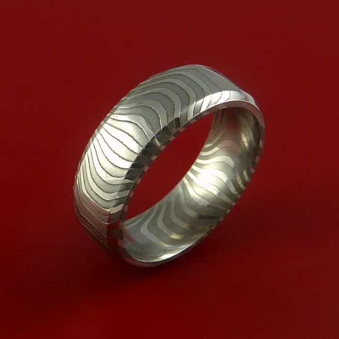 Tiger Damascus Steel Ring Stripe Pattern Wedding Band Lashbrook Rings