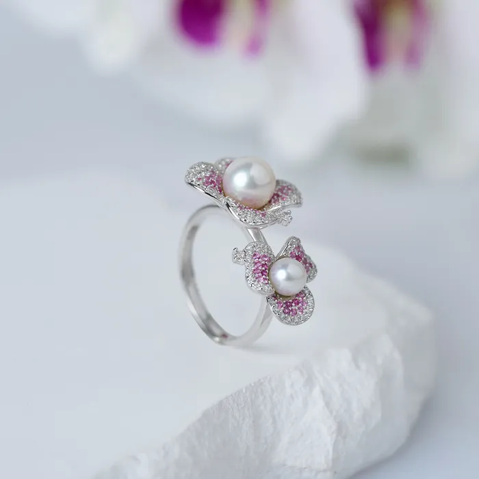 Top Grade Freshwater Pearl Rings WR00326 GARDENS Pearly Lustre Earrings