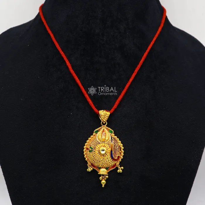 Traditional cultural filigree work trendy 22kt yellow gold handmade unique pendant amazing ethnic brides pendant jewelry gp23 TRIBAL ORNAMENTS Necklaces Traditional cultural filigree work trendy 22kt yellow gold handmade unique pendant amazing ethnic brides pendant jewelry gp23 TRIBAL ORNAMENTS Necklaces