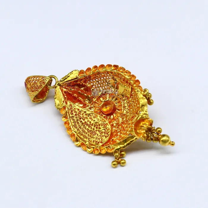 Traditional cultural filigree work trendy 22kt yellow gold handmade unique pendant amazing ethnic brides pendant jewelry gp23 TRIBAL ORNAMENTS Necklaces