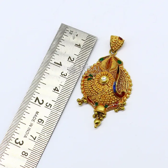 Traditional cultural filigree work trendy 22kt yellow gold handmade unique pendant amazing ethnic brides pendant jewelry gp23 TRIBAL ORNAMENTS Necklaces