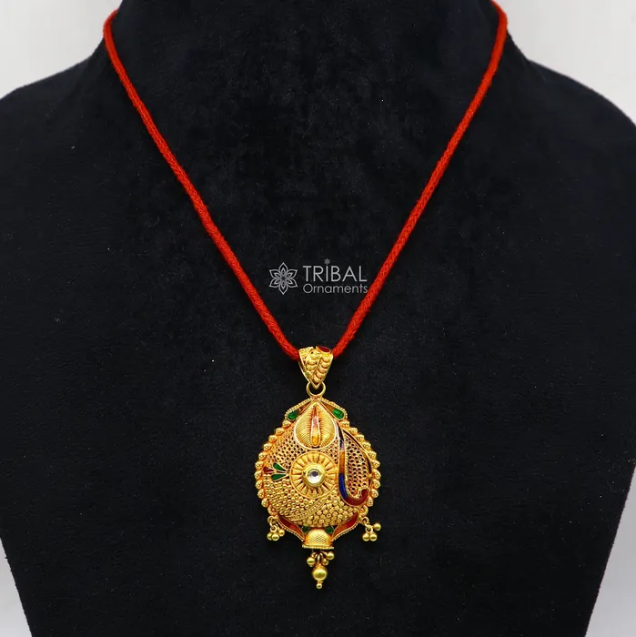 Traditional cultural filigree work trendy 22kt yellow gold handmade unique pendant amazing ethnic brides pendant jewelry gp23 TRIBAL ORNAMENTS Necklaces