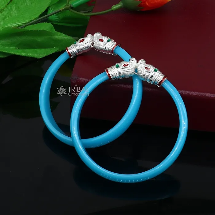 TRIBAL ORNAMENTS 925 sterling silver amazing Vintage Gajmukhi elephant face design bangle bracelet all sizes cultural trendy jewelry Rajputi jewelry nba405 Bracelets