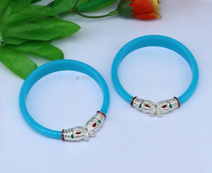 TRIBAL ORNAMENTS 925 sterling silver amazing Vintage Gajmukhi elephant face design bangle bracelet all sizes cultural trendy jewelry Rajputi jewelry nba405 Bracelets