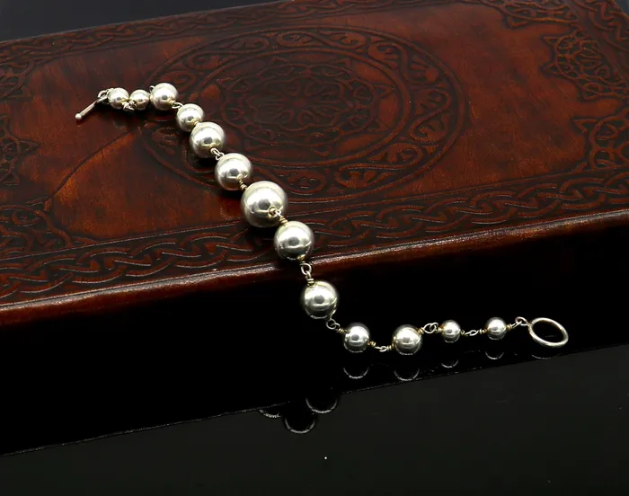 TRIBAL ORNAMENTS 925 sterling silver beaded customized bracelet best gifting stylish beaded bracelet unisex personalized belly dance jewelry nsbr241 Bracelets