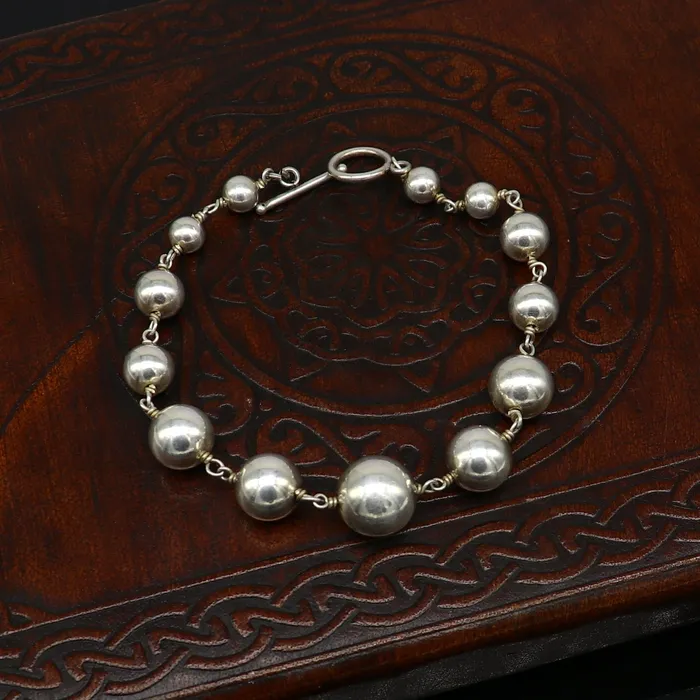 TRIBAL ORNAMENTS 925 sterling silver beaded customized bracelet best gifting stylish beaded bracelet unisex personalized belly dance jewelry nsbr241 Bracelets