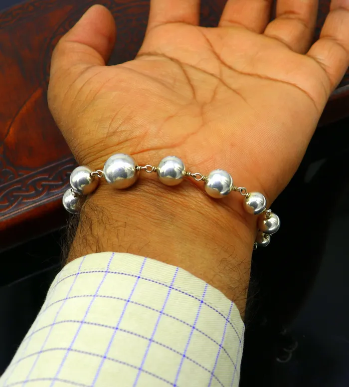 TRIBAL ORNAMENTS 925 sterling silver beaded customized bracelet best gifting stylish beaded bracelet unisex personalized belly dance jewelry nsbr241 Bracelets