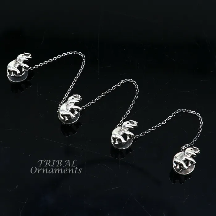 TRIBAL ORNAMENTS 925 Sterling silver handmade amazing unique elephant shape ethnic style design buttons for mens kurta best gifting accessories btn15 Rings