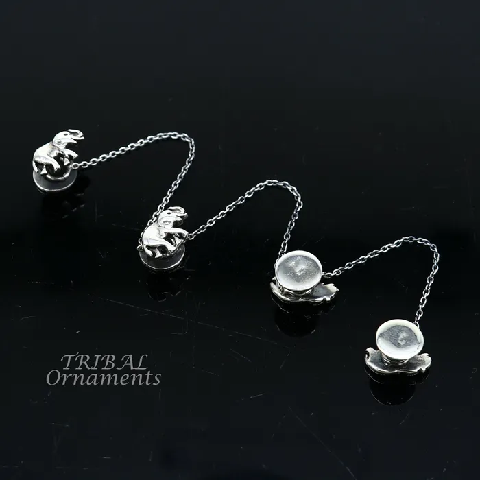 TRIBAL ORNAMENTS 925 Sterling silver handmade amazing unique elephant shape ethnic style design buttons for mens kurta best gifting accessories btn15 Rings
