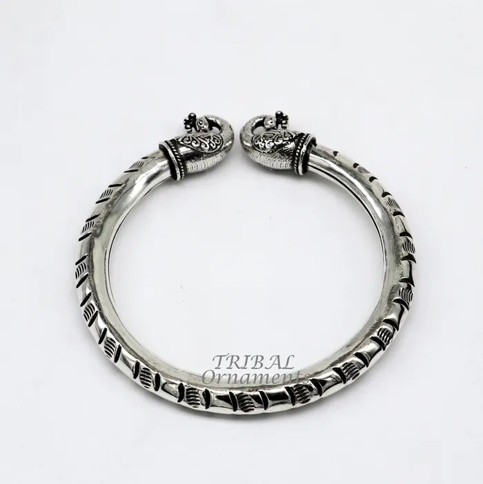 TRIBAL ORNAMENTS 925 sterling silver handmade gorgeous vintage peacock design bangle bracelet kada unisex customized personalized hiphop jewelry nsk618 Bracelets TRIBAL ORNAMENTS 925 sterling silver handmade gorgeous vintage peacock design bangle bracelet kada unisex customized personalized hiphop jewelry nsk618 Bracelets