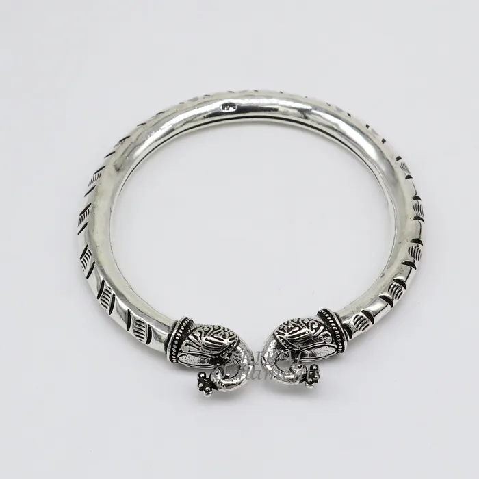 TRIBAL ORNAMENTS 925 sterling silver handmade gorgeous vintage peacock design bangle bracelet kada unisex customized personalized hiphop jewelry nsk618 Bracelets