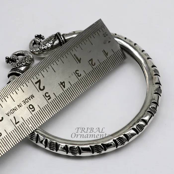 TRIBAL ORNAMENTS 925 sterling silver handmade gorgeous vintage peacock design bangle bracelet kada unisex customized personalized hiphop jewelry nsk618 Bracelets
