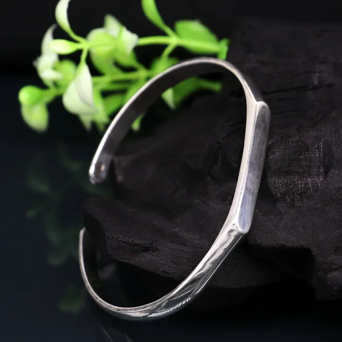 TRIBAL ORNAMENTS 925 sterling silver plain shiny bright bangle bracelet kada excellent personalized gifting adjustable fancy bangle mens or girls cuff65 Bracelets