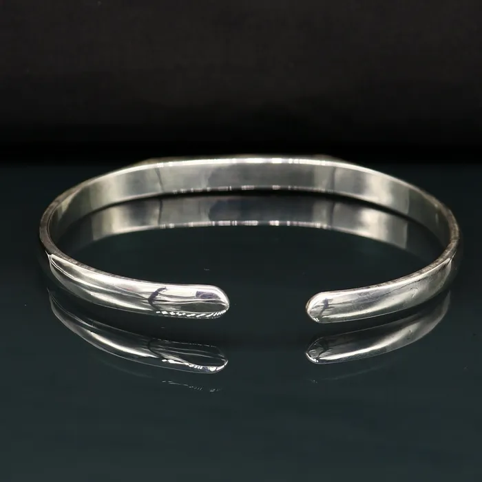 TRIBAL ORNAMENTS 925 sterling silver plain shiny bright bangle bracelet kada excellent personalized gifting adjustable fancy bangle mens or girls cuff65 Bracelets
