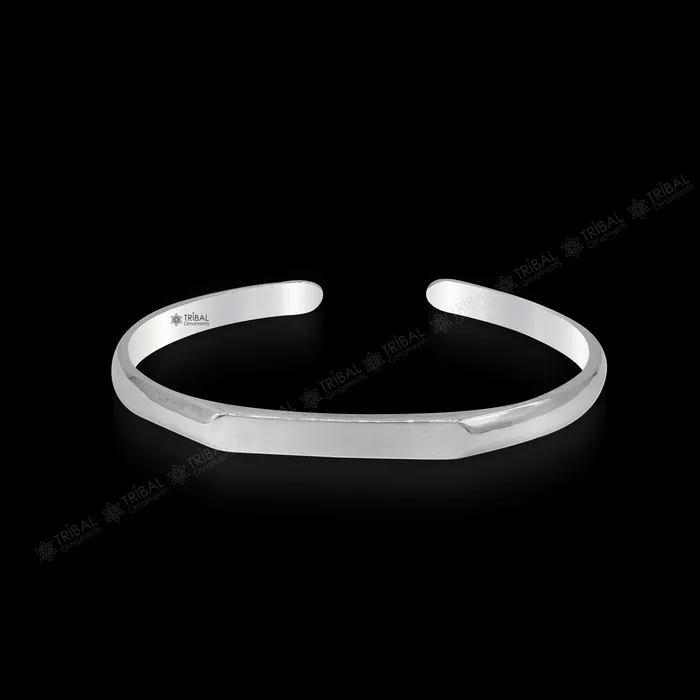 TRIBAL ORNAMENTS 925 sterling silver plain shiny bright bangle bracelet kada excellent personalized gifting adjustable fancy bangle mens or girls cuff65 Bracelets