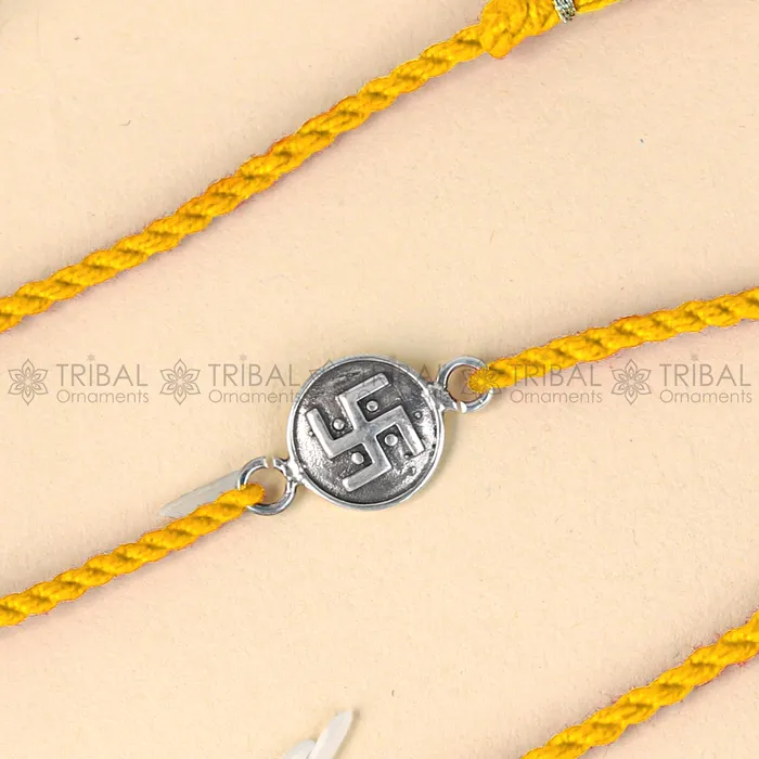 TRIBAL ORNAMENTS 925 Sterling silver Swashtik design pendant Rakhi bracelet Rakshabandhan festival rk321 Bracelets TRIBAL ORNAMENTS 925 Sterling silver Swashtik design pendant Rakhi bracelet Rakshabandhan festival rk321 Bracelets