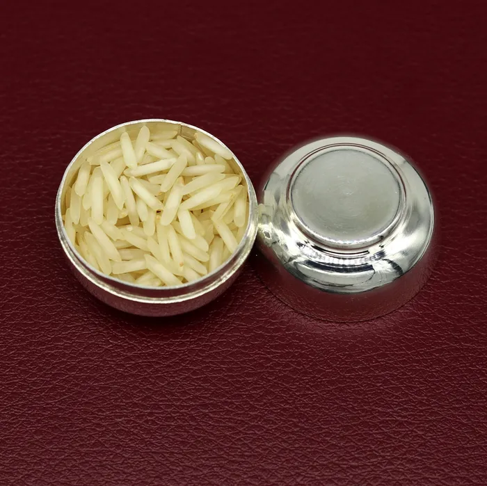 TRIBAL ORNAMENTS 999 fine silver handmade gorgeous small idols Prasad box trinket box container box brides Sindur box solid silver article utensil sv185 Necklaces