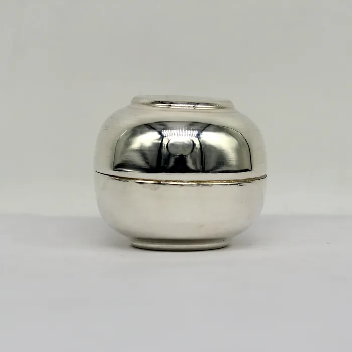 TRIBAL ORNAMENTS 999 fine silver handmade gorgeous small idols Prasad box trinket box container box brides Sindur box solid silver article utensil sv185 Necklaces
